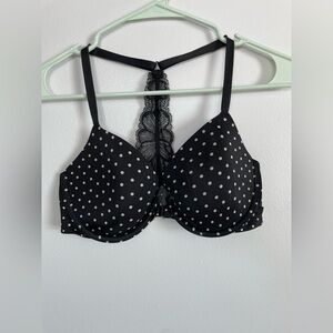 Victoria's Secret Black Polka Dot razorback Demi size 34D